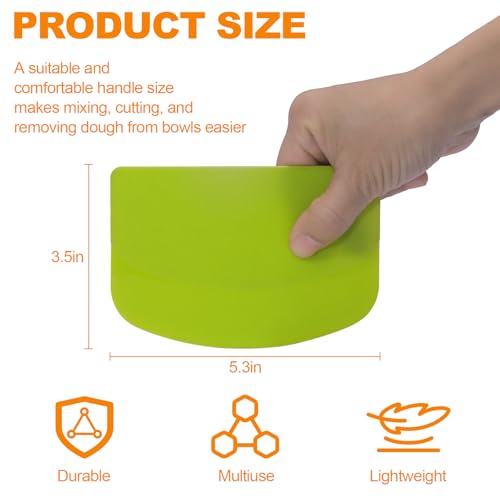 3-Piece Plastic Dough Scraper Set - Flexible Kitchen Tool for Baking