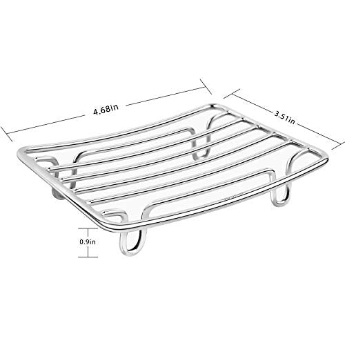 GUUKAR Rectangular Stainless Steel Soap Dish - Self-Draining Chrome Holder
