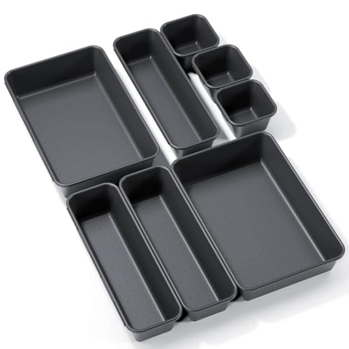 Kutesna 8PCS Plastic Drawer Organizer Set - 3 Sizes for Easy Storage
