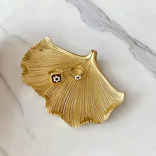 Ginkgo Leaf Jewelry Dish - Decorative Resin Ring Holder & Trinket Tray