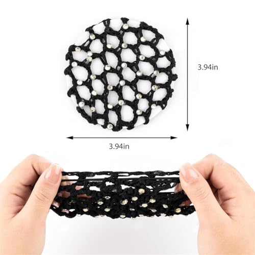 Crochet Hair Bun Cover 2 Pack - Pearl Decorated Ballet Hair Net
