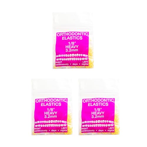 JMU Orthodontic Elastics 1/8 Inch Heavy 300 Pack Latex Rubber Bands