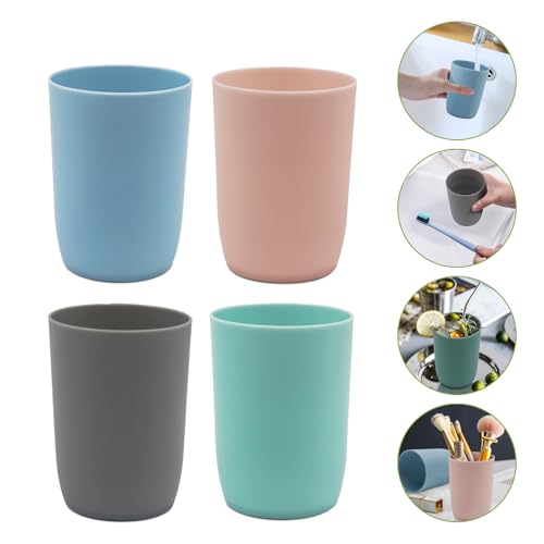 Stackable 4-Pack Plastic Bathroom Tumbler Cups - 280ml BPA-Free