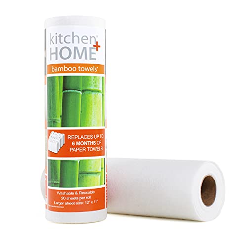 Kitchen Home Reusable Bamboo Rayon Paper Towels - 1 Roll Heavy Duty Washable