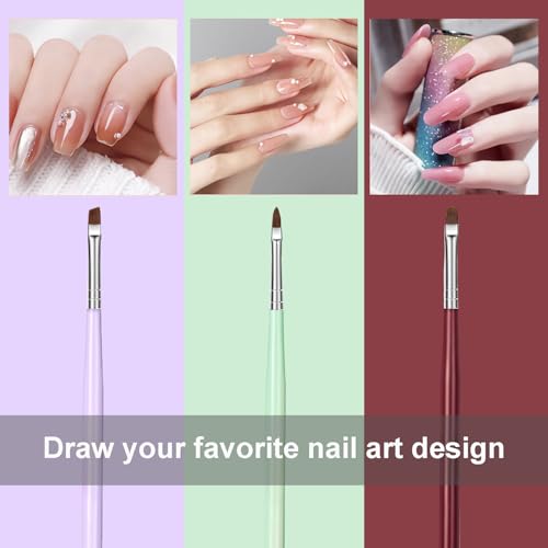 JEONEKID 6-Piece Professional Nail Art Brush Set and Dotting Pen for Gel Design