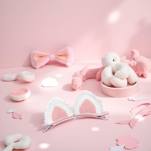 Pink Cat Ear Hair Clip Cute Korean Style Duckbill Barrette for Women