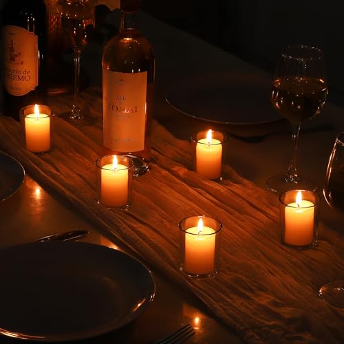 BTGLLAS 6pcs Clear Glass Tea Light Candle Holders Votive for Weddings & Holidays