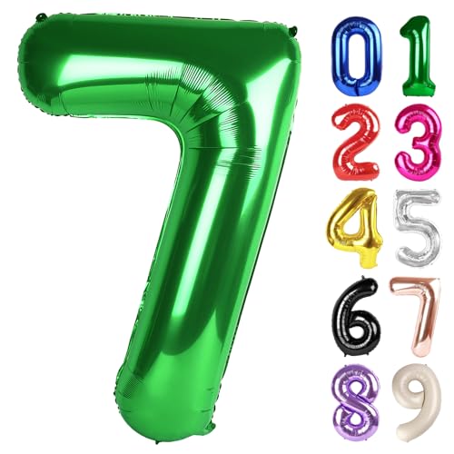 Number 7 Green Birthday Foil Balloon - 40 Inch Party Decoration