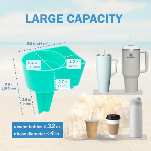 YISARSH Beach Cup Holder Set - Large Capacity, Blue, Pack of 2