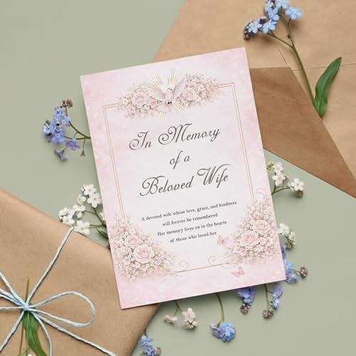 Memorial Sympathy Card for Beloved Wife with Verse - A5 Size