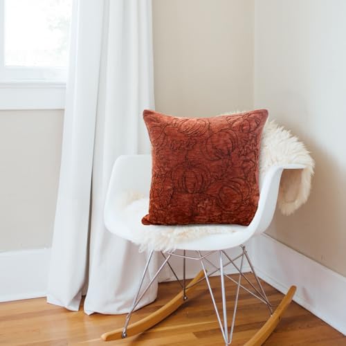 Fall Pumpkin Pillow Cover 18x18 Inch Chenille Decorative Cushion