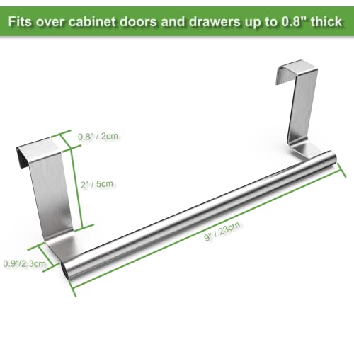 9" Over The Cabinet Towel Bar Holder - Stainless Steel (Silver) - 2 Pack