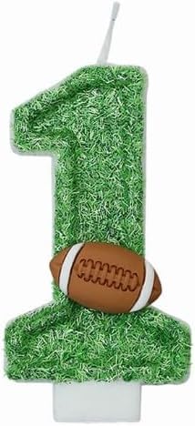 Green Football Number 1 Candle - 1st Birthday Cake Topper