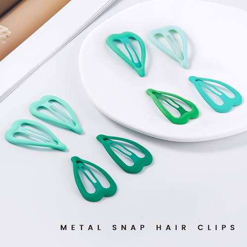 Cptots Metal Heart Hair Barrettes 12 Pack Non-Slip Green Hair Clips