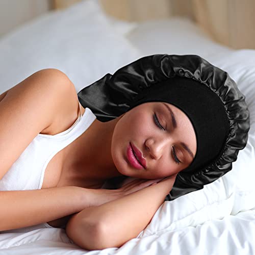 YOHITOP 2-Piece Long Silky Satin Sleep Bonnet for Curly Hair and Braids