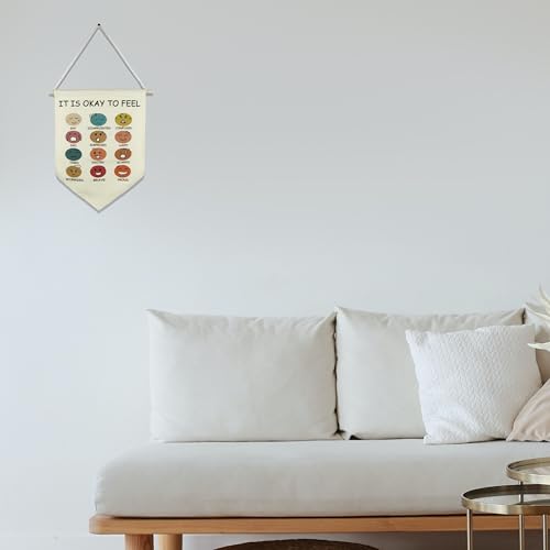 Toddler Room Decor Canvas Hanging Flag - 'It is Okay to Feel'