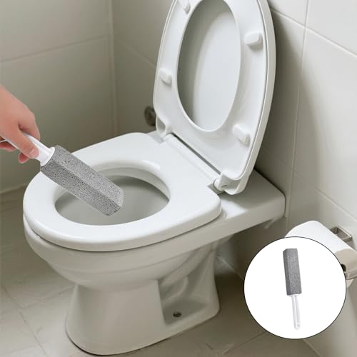 Pumice Stone Toilet Cleaner with Handle 10-Pack - Natural, Scratch-Free