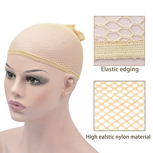 YTBYT Mesh Wig Caps 4-Pack Beige Stretchable Nylon Stocking Hair Nets