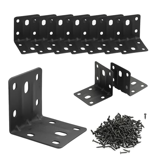 Alise 10 Pack Heavy Duty Black L Brackets 2x2in for Furniture