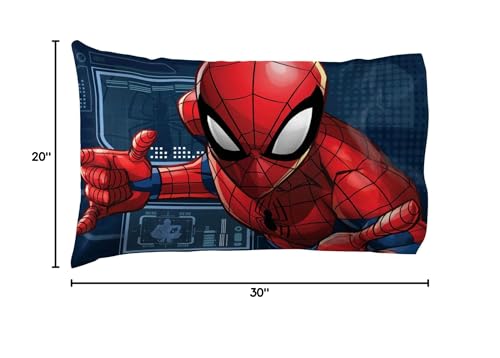 Marvel Spiderman Reversible Pillowcase for Kids - Blue Standard Size