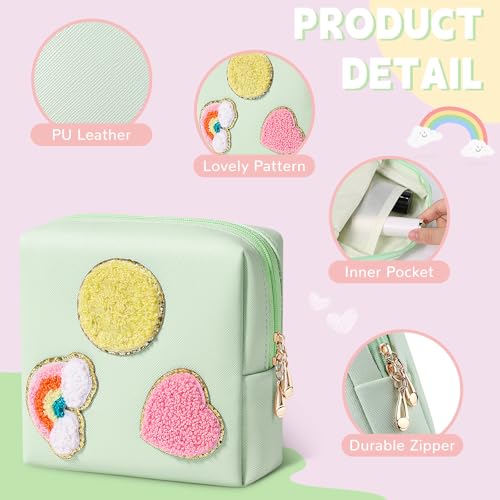 SIDESUGAR Small Makeup Bag Soft PU Leather Cosmetic Pouch for Purse Pink