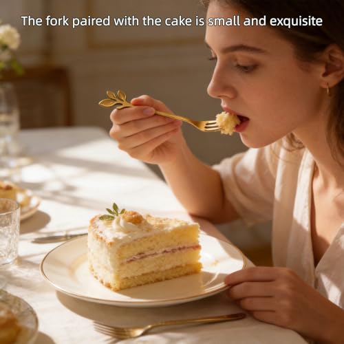 Elegant 4 Pack Mini Leaf Dessert Forks - Stainless Steel, 4.7 Inch