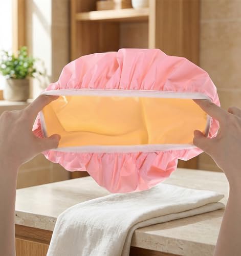 Waterproof Reusable Shower Caps for Women - 2 Pack Large Elastic Hair Cap