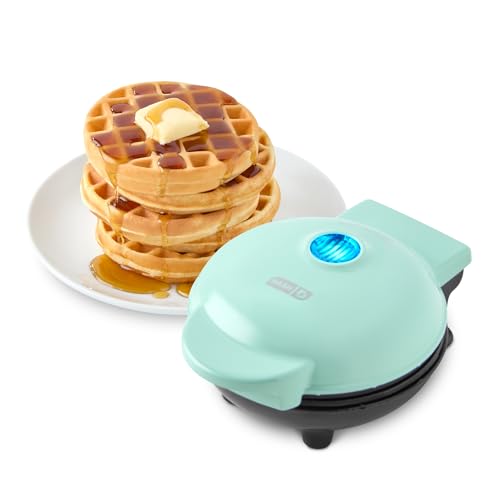 Dash Mini Waffle Maker - 4-Inch Nonstick Surface, Aqua