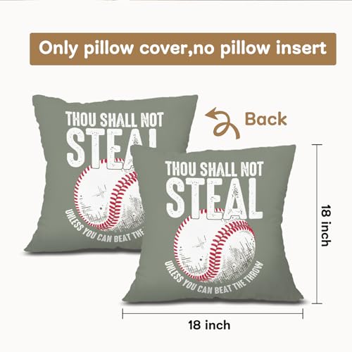 Baseball Decorative Pillow Cover 18x18 - Funny Quote for Kids' Rooms