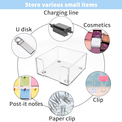 Clear Acrylic Sticky Note Holder for 3x3 Inch Notes - Desk Organizer