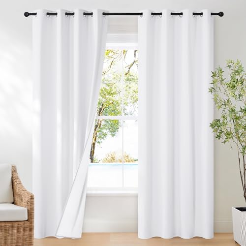 NICETOWN 100% Blackout Curtain, Snow White, 55x86 inches, Grommet Top