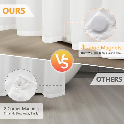 Seenus Waterproof Fabric Shower Curtain Liner, 72x72 Inch White Cloth