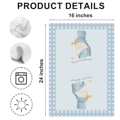 Funny Silly Goose Bathroom Towels - 2 Pack Microfiber Hand Towels