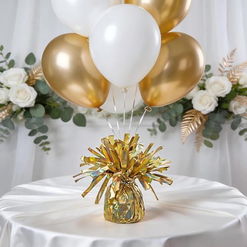 Moretreat Glitter Gold Balloon Weights 6 Pack - Festive Helium Anchors, Variation: Glitter Gold-06