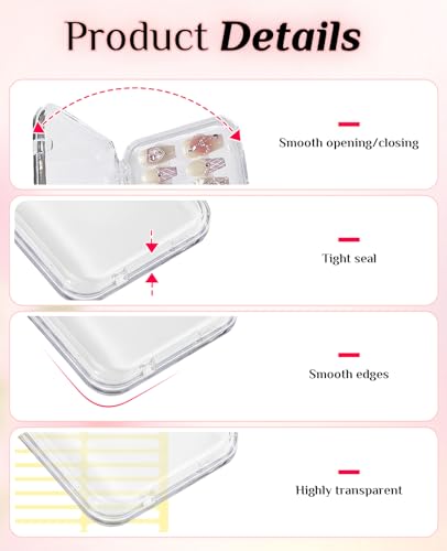 16PCS Acrylic Press-On Nail Display Boxes with Adhesive Tape