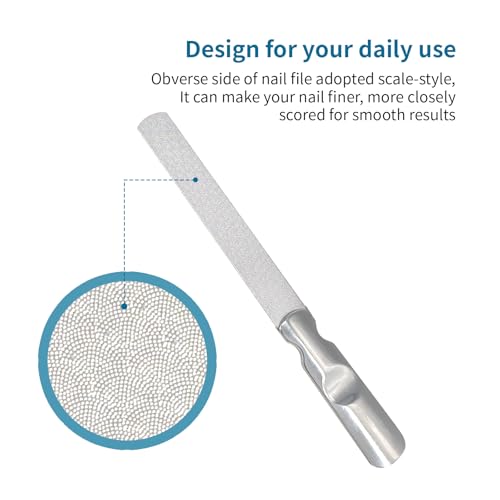Ryidkcs Professional Stainless Steel Nail File with Leather Pouch