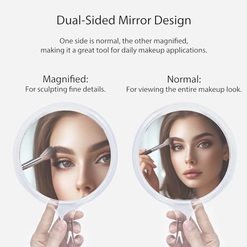 Kootinn Double-Sided Handheld Mirror - 4 Inch 1X/2X Magnifying Travel Mirror