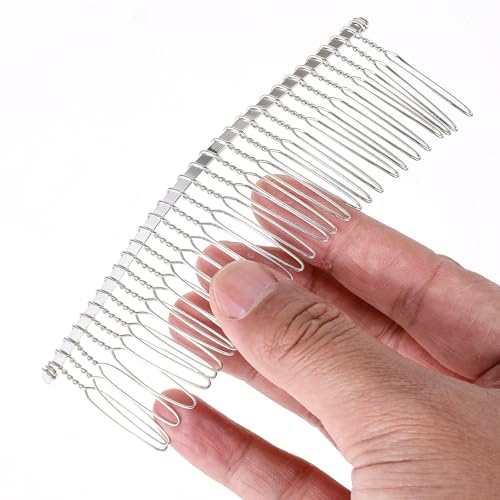 5-Piece Silver Metal Hair Combs 30-Tooth Wedding Veil Clips