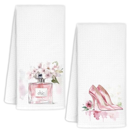 Pink Coquette Fashion Hand Towels - 16x24 Inch Decorative Floral Set of 2