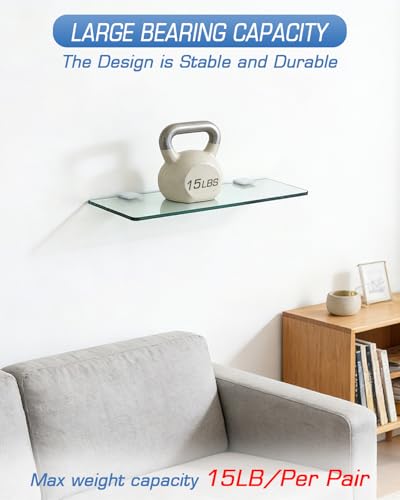 Alise Adjustable Glass Shelf Brackets for 6-10mm Thick Glass - 4 Pack