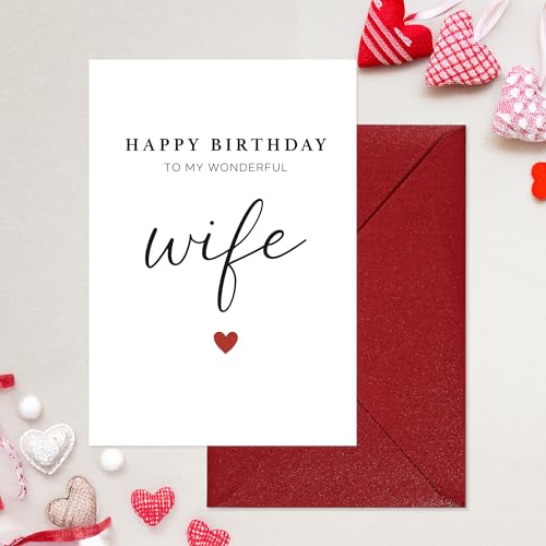 Wonderful Wife Birthday Card with Envelope - Romantic Gift