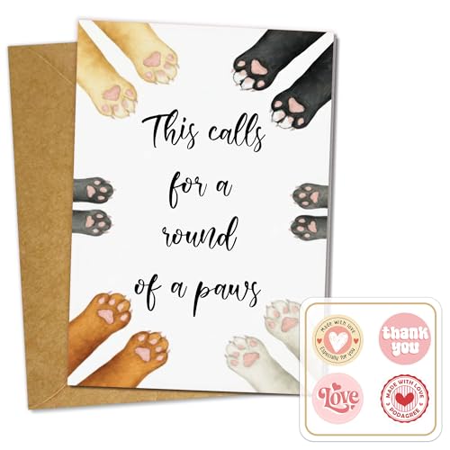 Graduation Cat Lover Card - Round of Paws Congrats with Envelope