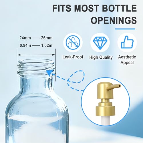 Gold Soap Dispenser Pump Replacement Set - 4 Pack for Bathroom & Kitchen