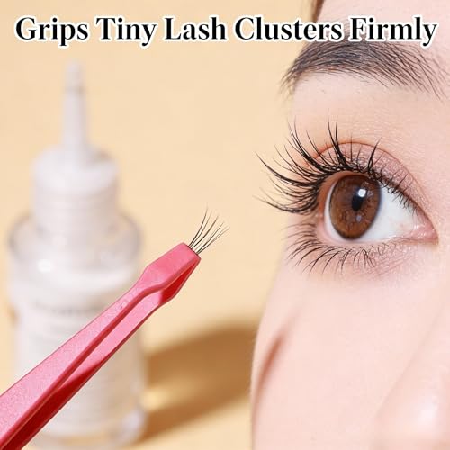 6 Pcs Lash Tweezers Flat-Tip Blunt-Safe Applicator for DIY Eyelash Clusters