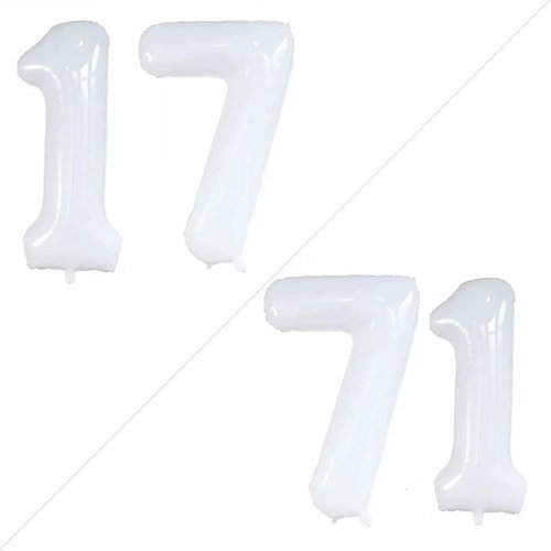 GOER 17th Birthday Balloons - Jumbo 42 Inch Foil Helium Decorations for Sweet 17 Party | White