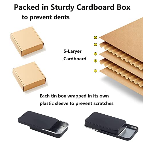 Gere 6-Pack Black Metal Slide-Top Tin Boxes for Small Storage