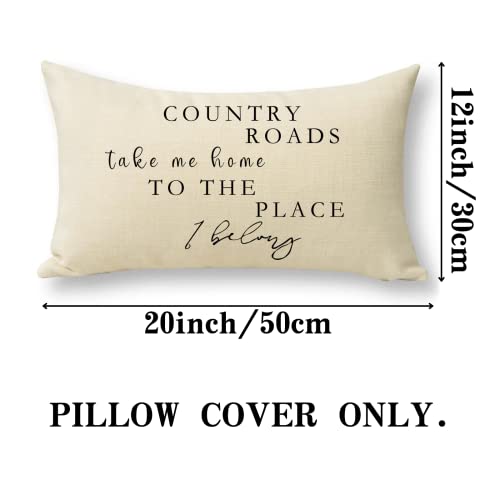 Country Roads Take Me Home Christmas Decorative Pillow Cover 20" x 12"