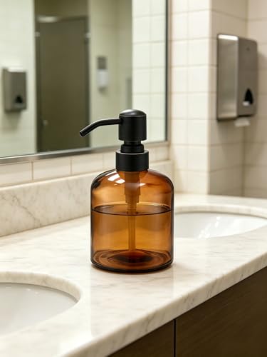 Oil Rubbed Bronze Glass Soap Dispenser - 11 Oz Refillable Pump