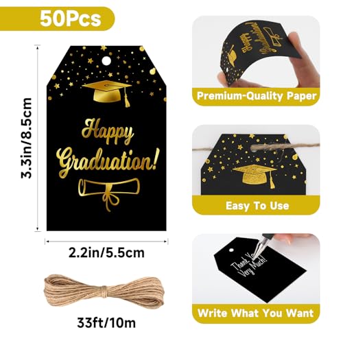 Graduation Gift Tags 2026 - 50 Pcs Personalized Thank You Tags