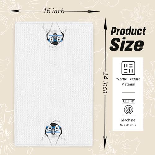 Funny Penguin Hand Towels - 16x24 Inch Decorative Towels for Bathroom